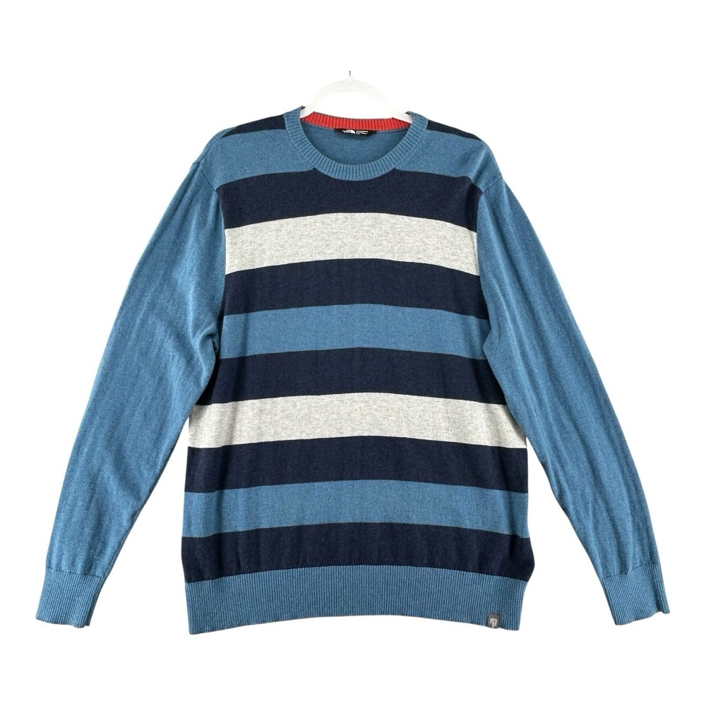 The North Face Long Sleeve Crew Neck Striped Wool Blend Sweater Mens Size Large‎